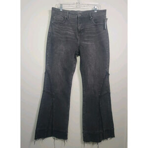 NWT Liverpool LA Flare Raw Hem Jeans High Rise Womens 12/31 Black Denim
